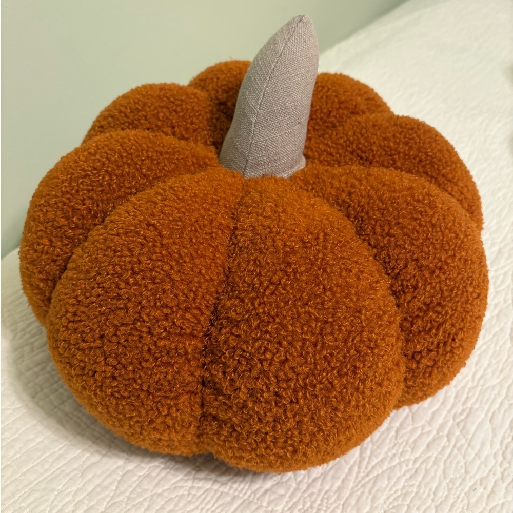 Plush Pumpkin Decor in Orange and Gray